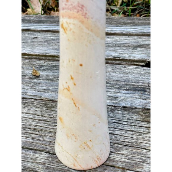 Vintage MCM Carved Pink Soap Stone Spiral Candle stick holder - Picture 4 of 9